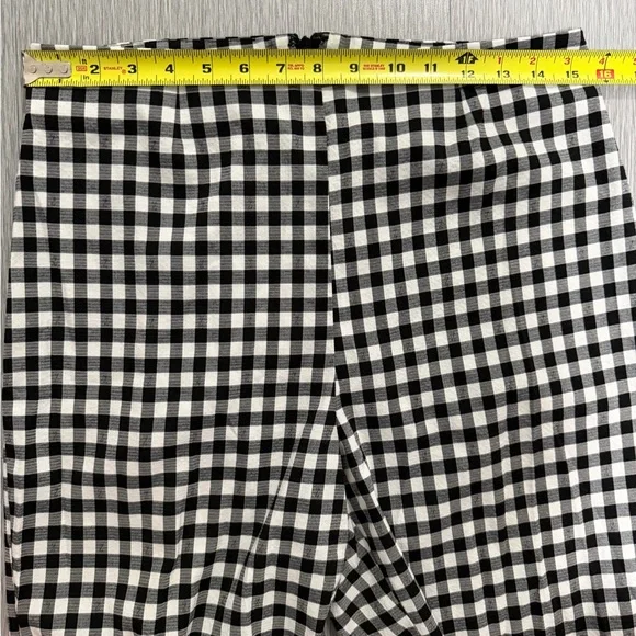 WAYF Gingham Crop Flare Pants Womens Medium Mid Rise Stretch - Picture 7 of 11